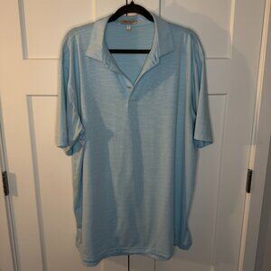 Peter Millar Men's Summer Comfort Light Blue & Pink Striped Golf Polo Size XL